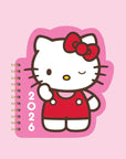 A pink and red cut out, spiral bound planner with Hello Kitty on the front along with white numbers, '2026'.