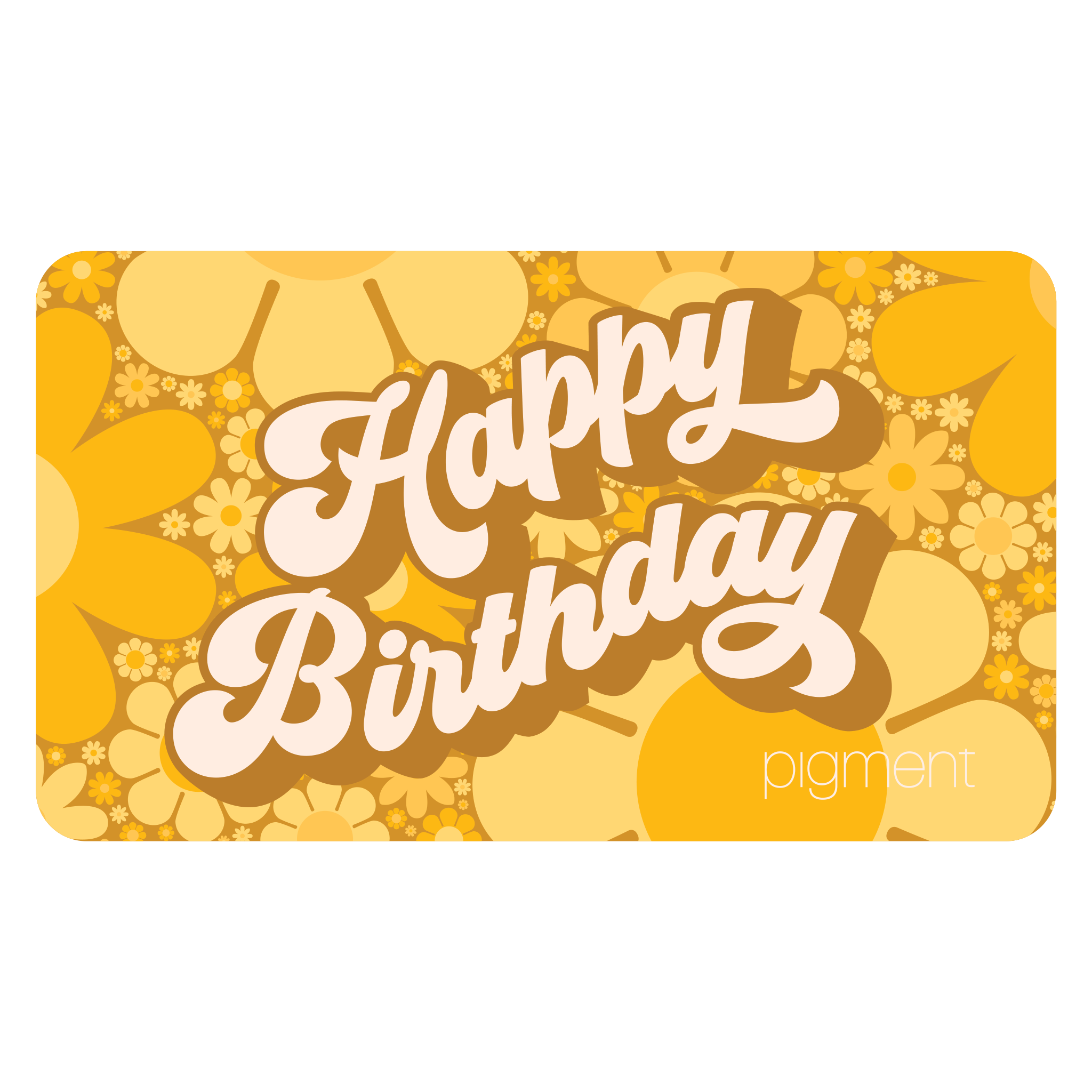 Yellow Flowers Birthday Gift Card Pigment