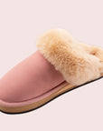 pink slip on slippers with fur