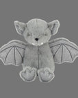 A grey bat stuffed toy with sparkle wing details.