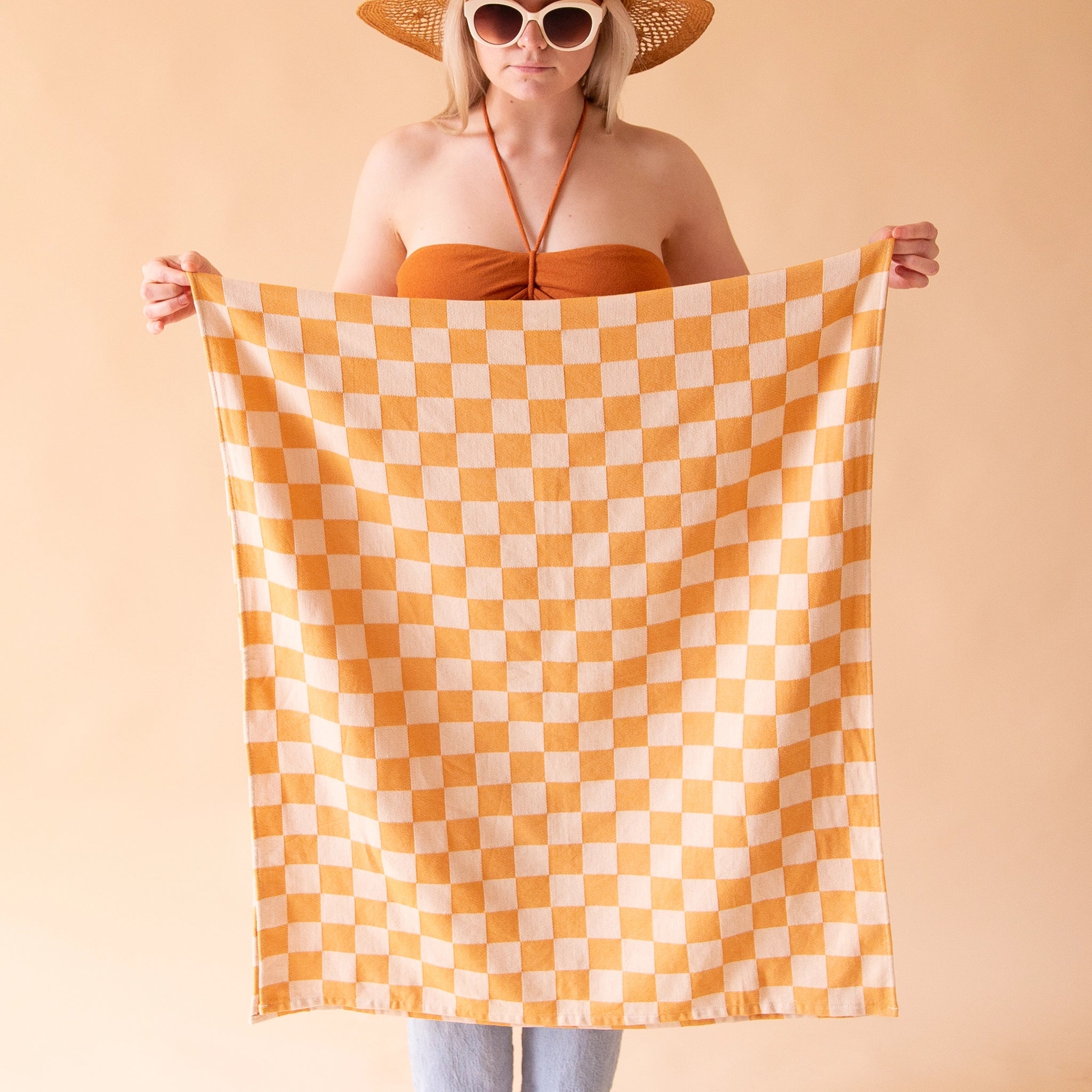 Beach Towel | Checker in Yellow by Pigment