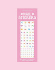 A pack of bow nail stickers in an assortment of colors.
