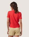 A red short sleeve t-shirt.