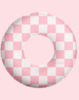 A pink and white checkered kids donut float.