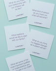 A box of conversation cards geared towards new parents.