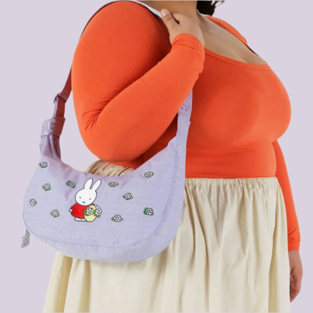 Crescent Bag | Embroidered Miffy – Pigment