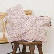 Toiletry bag with a wildflower floral print.