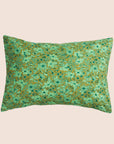 A set of two green floral printed pillowcases.