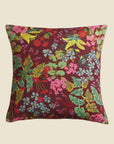 A multi colored floral print euro pillow.