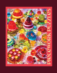 A red boxed puzzle with a colorful jello image and design and the title that reads, 'Had Me at Jello Piecework Puzzles'.