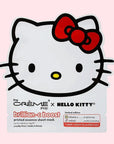 On a white background is a sheet mask with Hello Kitty graphics.