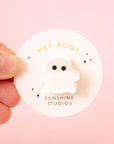 A mini white ghost shaped hair clip.