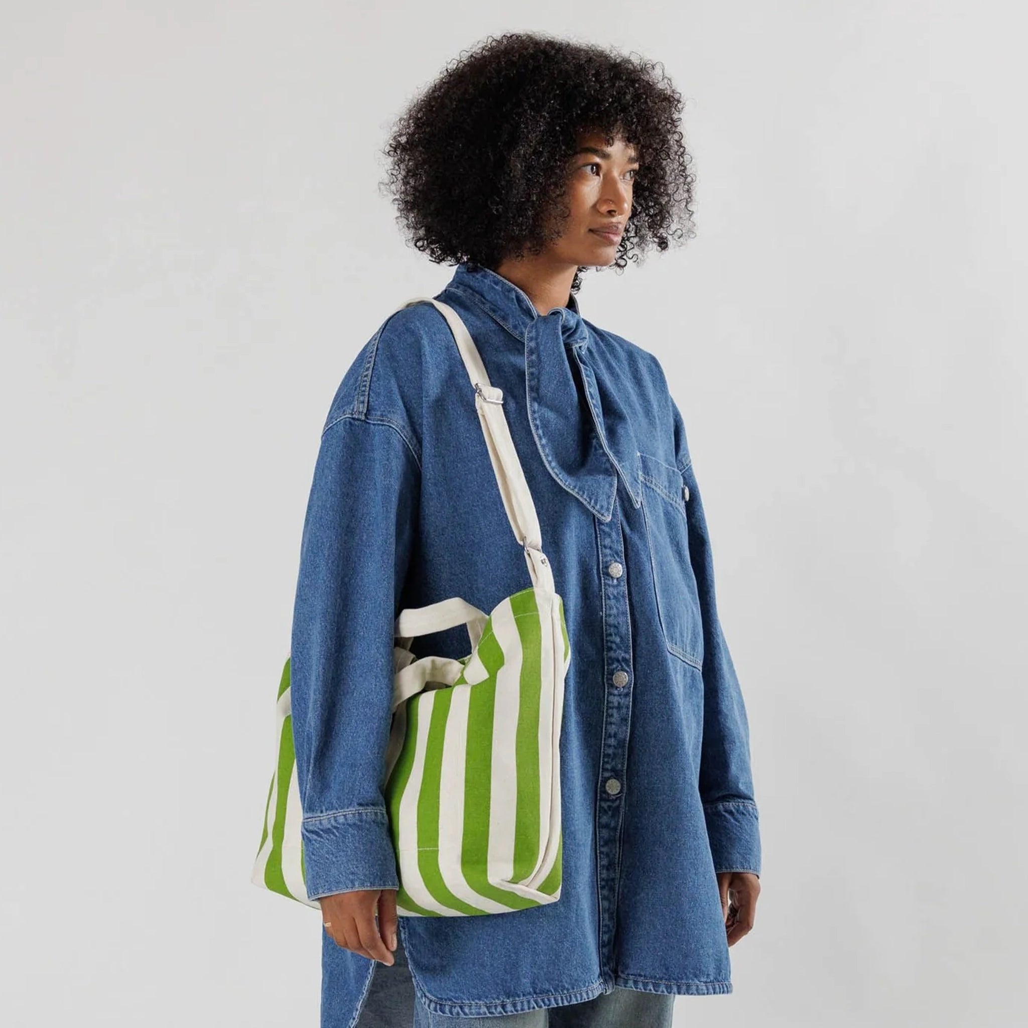 Horizontal Zip Duck Bag  Green Awning Stripe – Pigment
