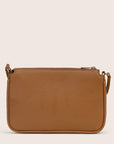 backside view of brown crossbody bag