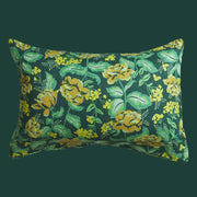 Green floral linen pillow case.