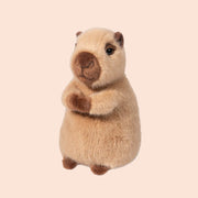 A tan and brown mini capybara stuffed animal toy.