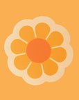 retro syle bus flower sticker in various shades of orange