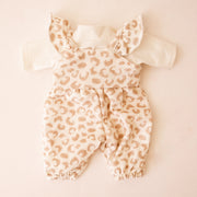 A leopard print overall outfit for Minikane dolls.