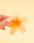An orange flower shaped hair clip.
