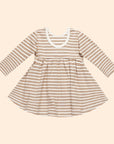 A long sleeve striped stress for babies and toddlers.