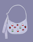 A light blue bag with a Miffy and mushroom design.