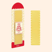 A silicone lasagna noodle shaped bookmark.