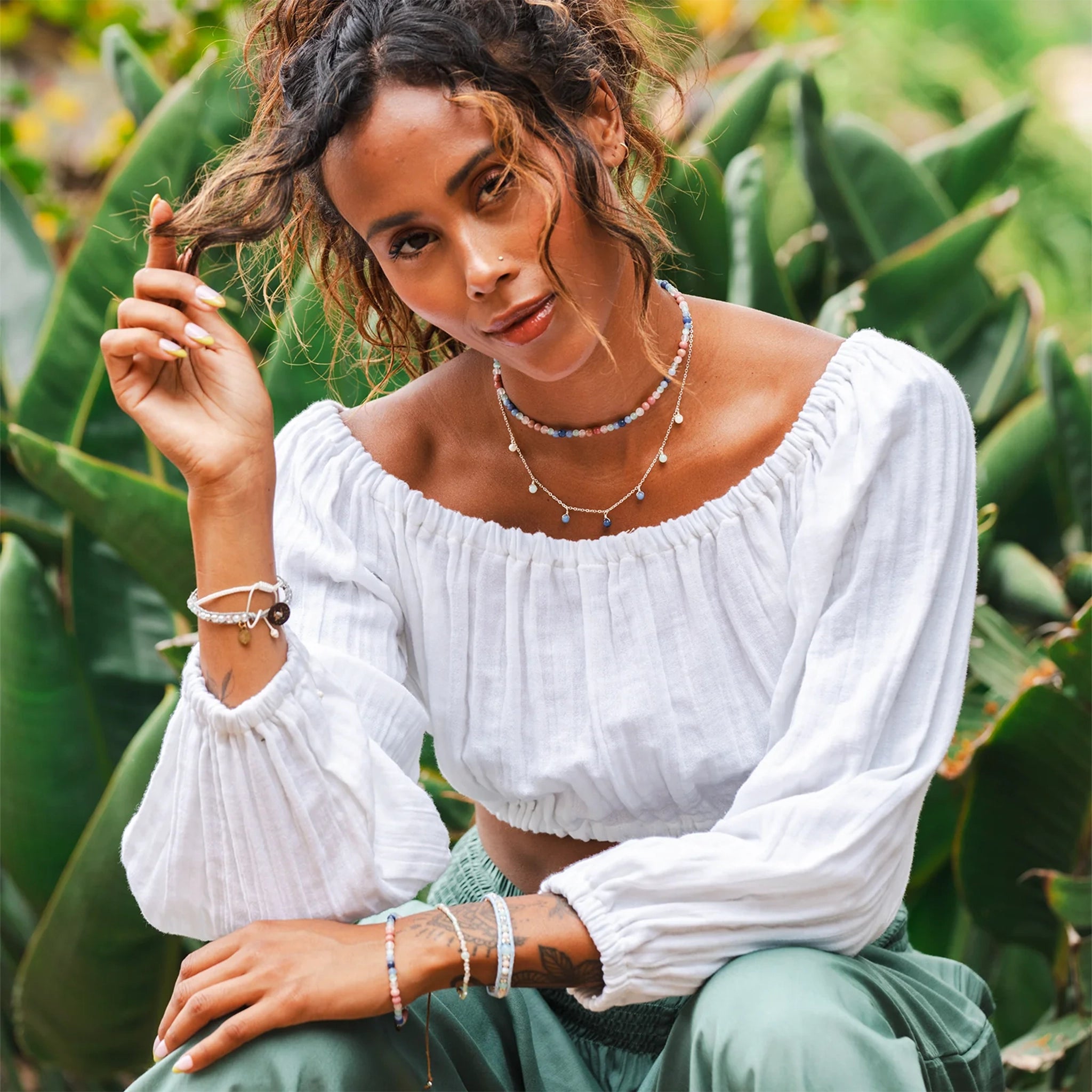 Long Sleeve Crop Top White