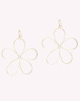 Large bent gold wire petals earrings with a hook backing.