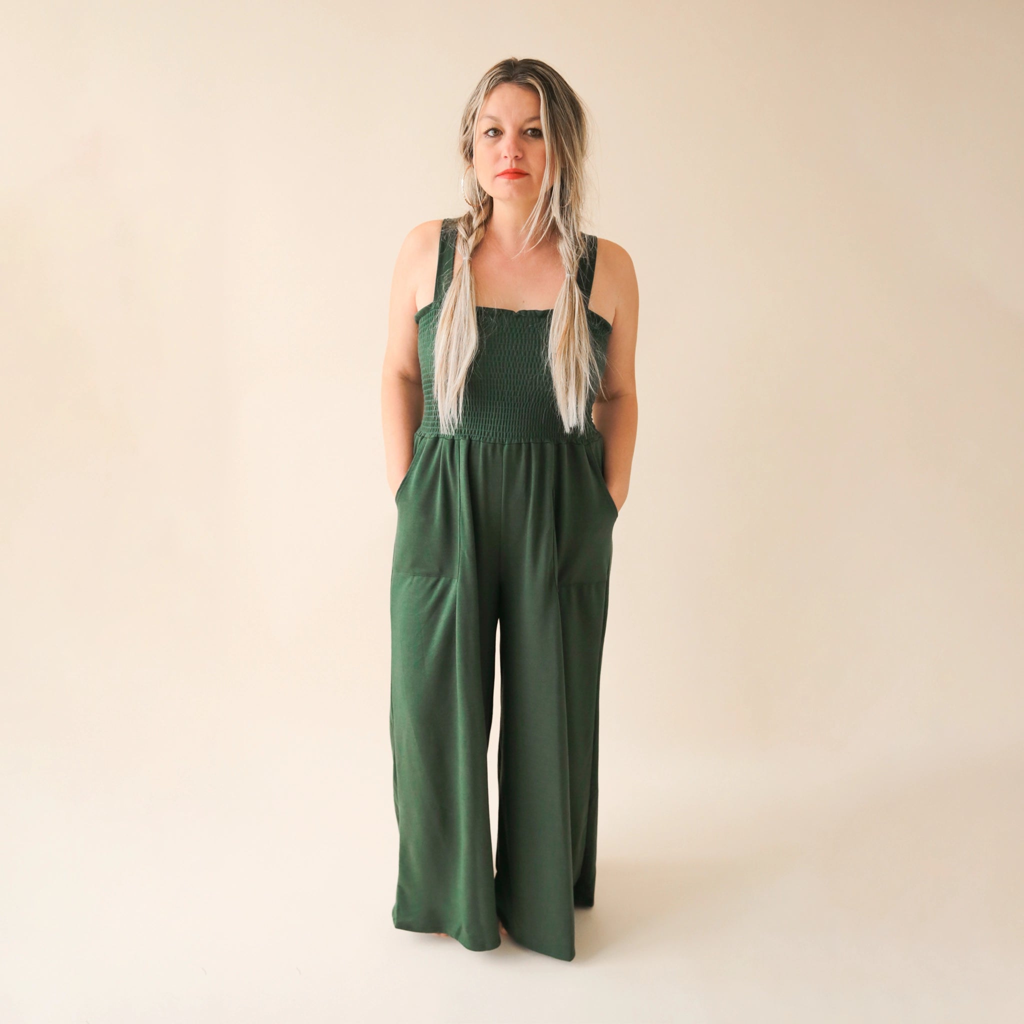 Hunter green romper shop