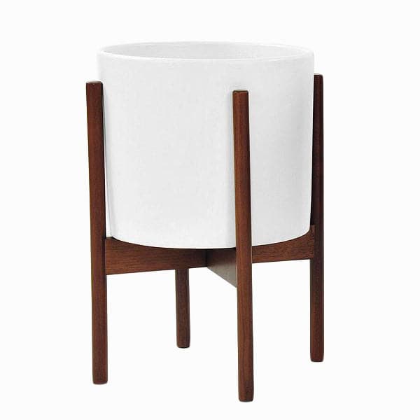 large plant pot with wooden stand Ceramic Planter with Stand