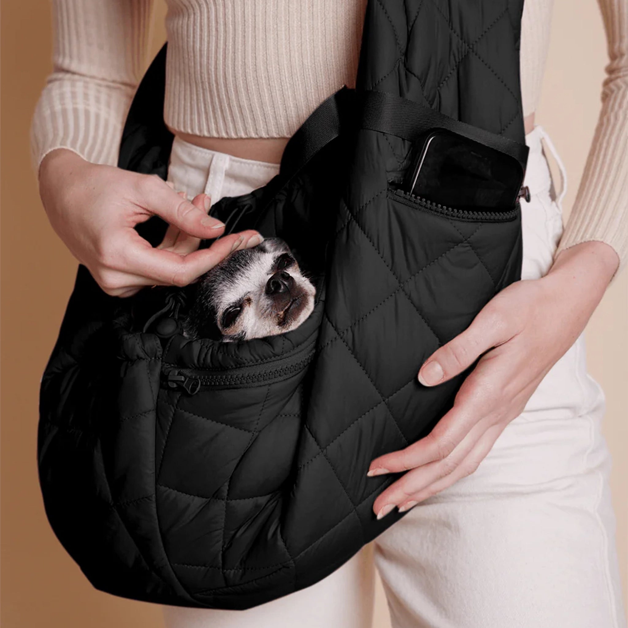 PocoPet Packable Small Dog Carrier Sling Bag, Black
