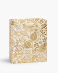 A 9.5" x 8" gold foiled gift bag with metallic cotton handles and a to and from tag.