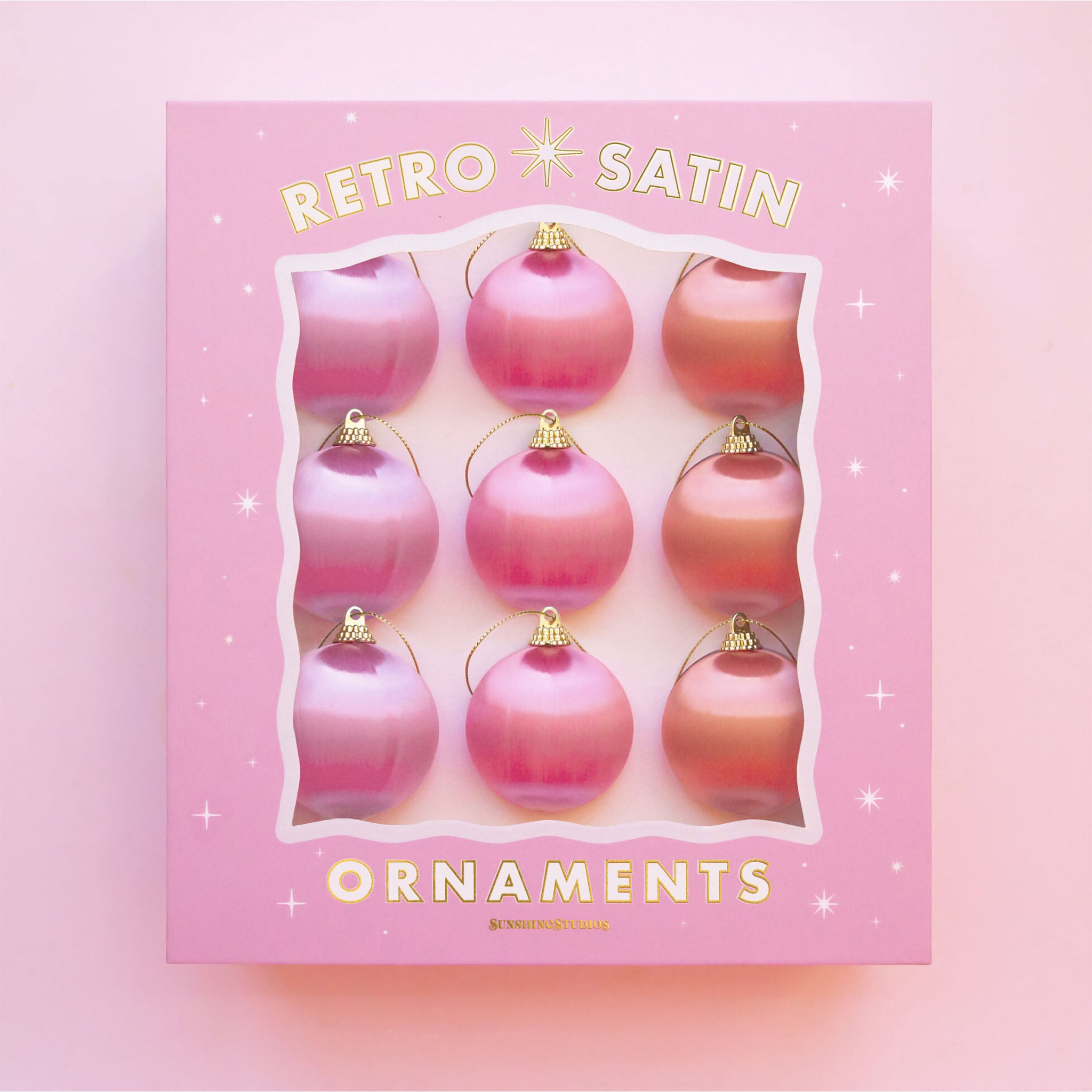 Satin and gold pink and orange ornaments. 