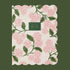 Floral patterned notebook with scalloped edge on a white background