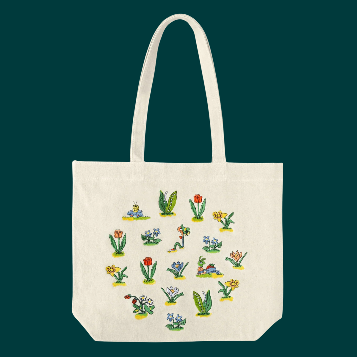 3P4_X_Richard_Scarry_-_Lowly_Worm_Floral_Embroidered_Tote