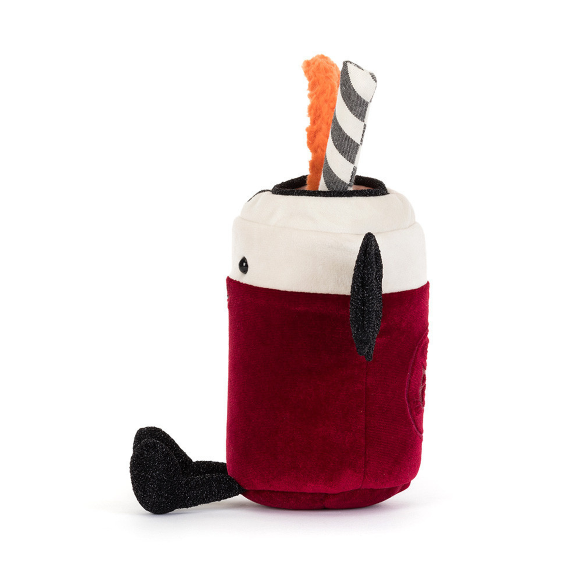 a soda can shaped vampire plush toy. 