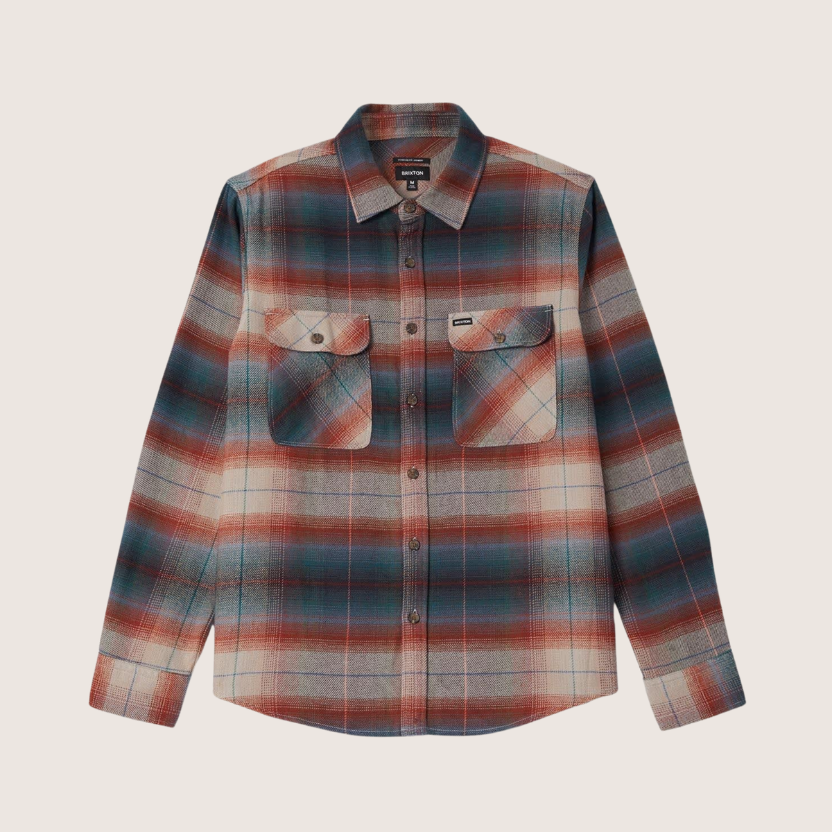 a blue, red and tan flannel. 