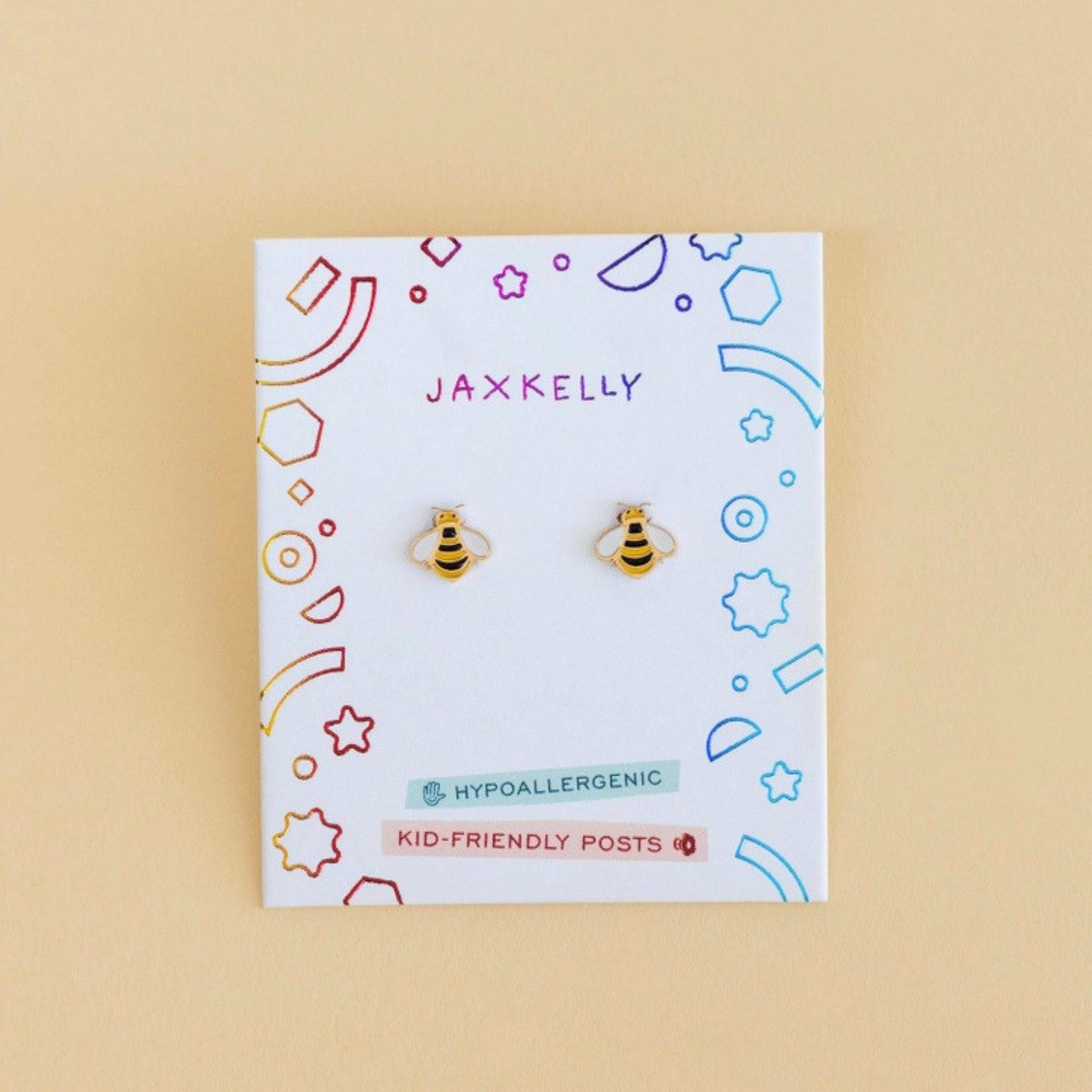 Bumble_Bee_Enamel_Flat_Back_Kids_Earrings