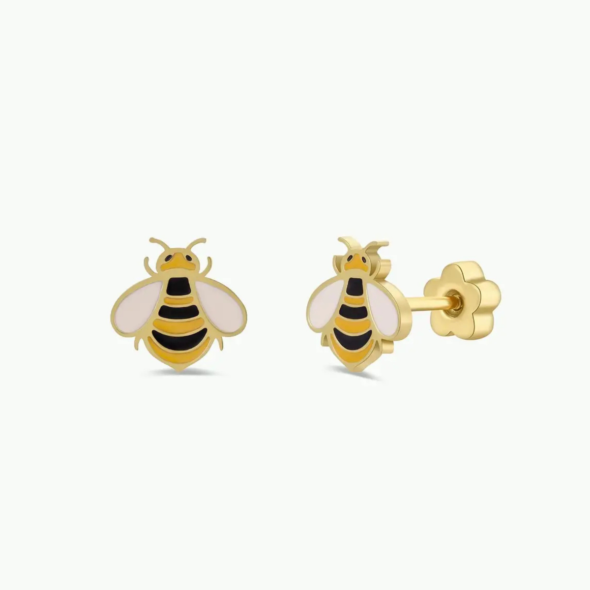 Bumble_Bee_Enamel_Flat_Back_Kids_Earrings