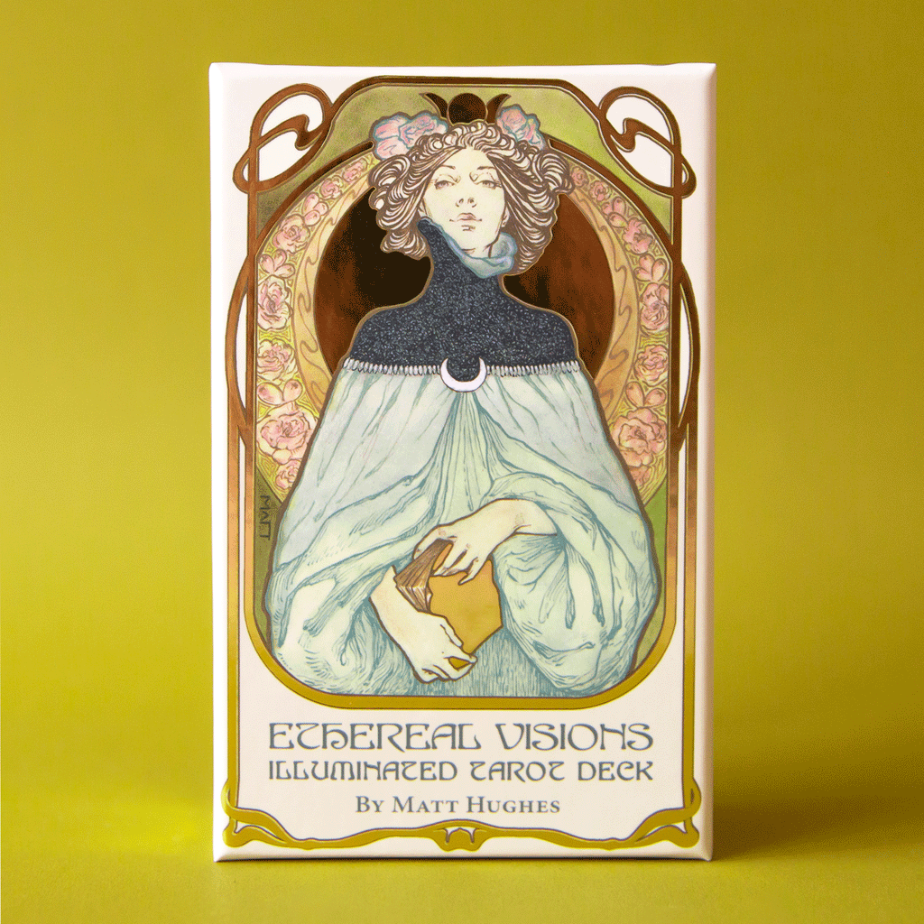 Ethereal Visions Tarot Deck artwork showcasing a dreamy, illuminated card design