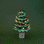 A ceramic Christmas Tree shaped night light sits in middle of the page with bright colorful lights.  It has a white plug at the bottom.  The tree is a green color.
