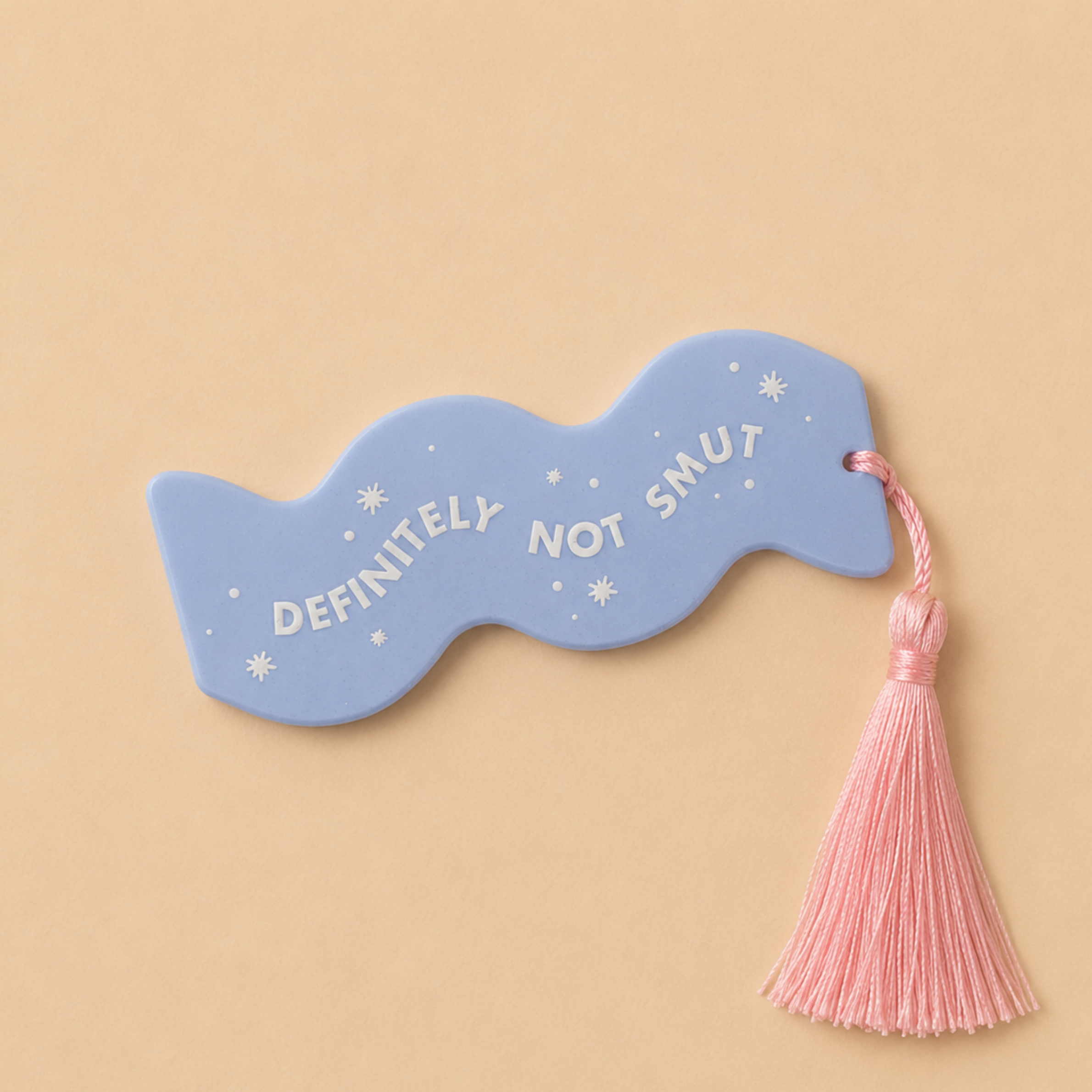 definitely not smut bookmark with a pink tassel