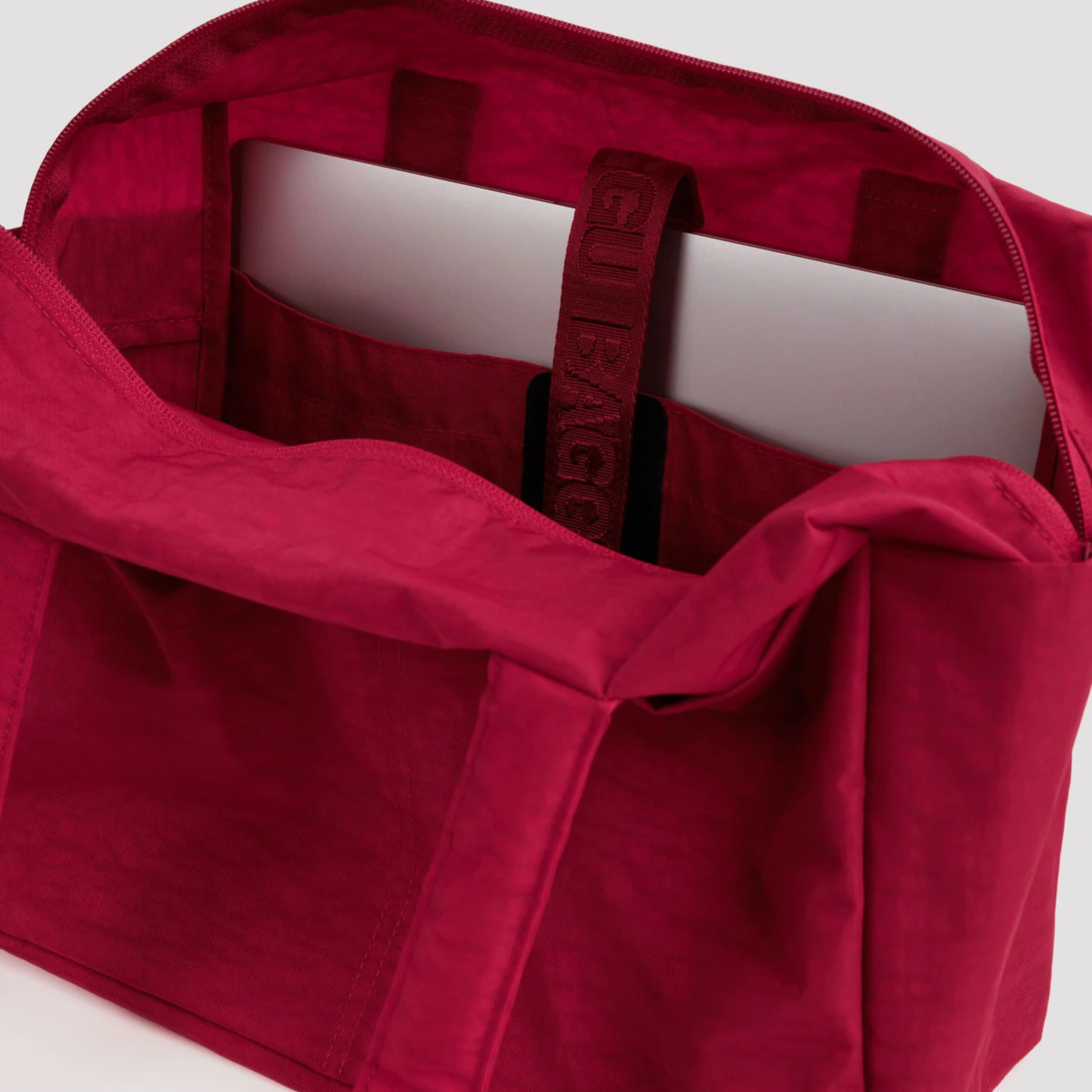 A red everyday tote. 