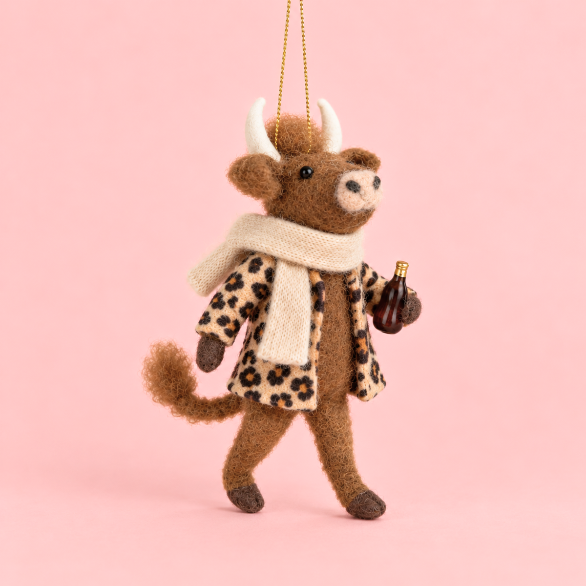 Felt_Highland_Cow_Ornament_w_Leopard_Jacket