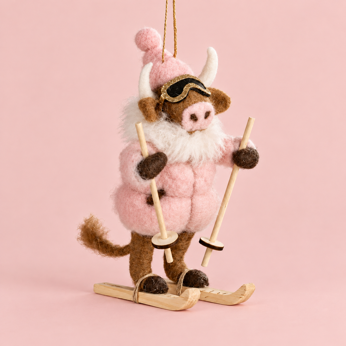 Felt_Skier_Highland_Cow_Ornament_-_Pink