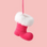 a pink flocked boot ornament. 