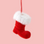 a red flocked boot ornament. 