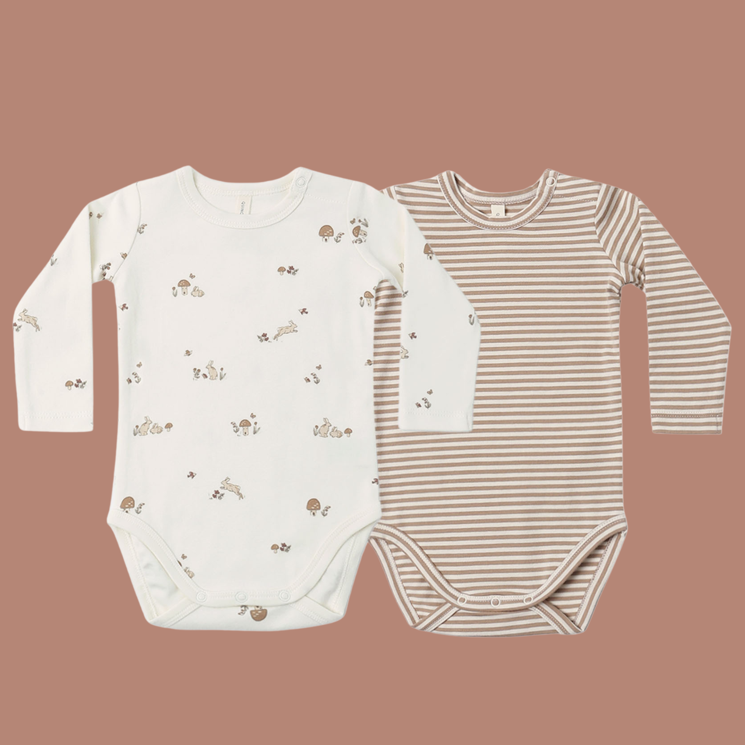 Jersey Bodysuit | 2 Pack | Bunnies/Almond Stripe 