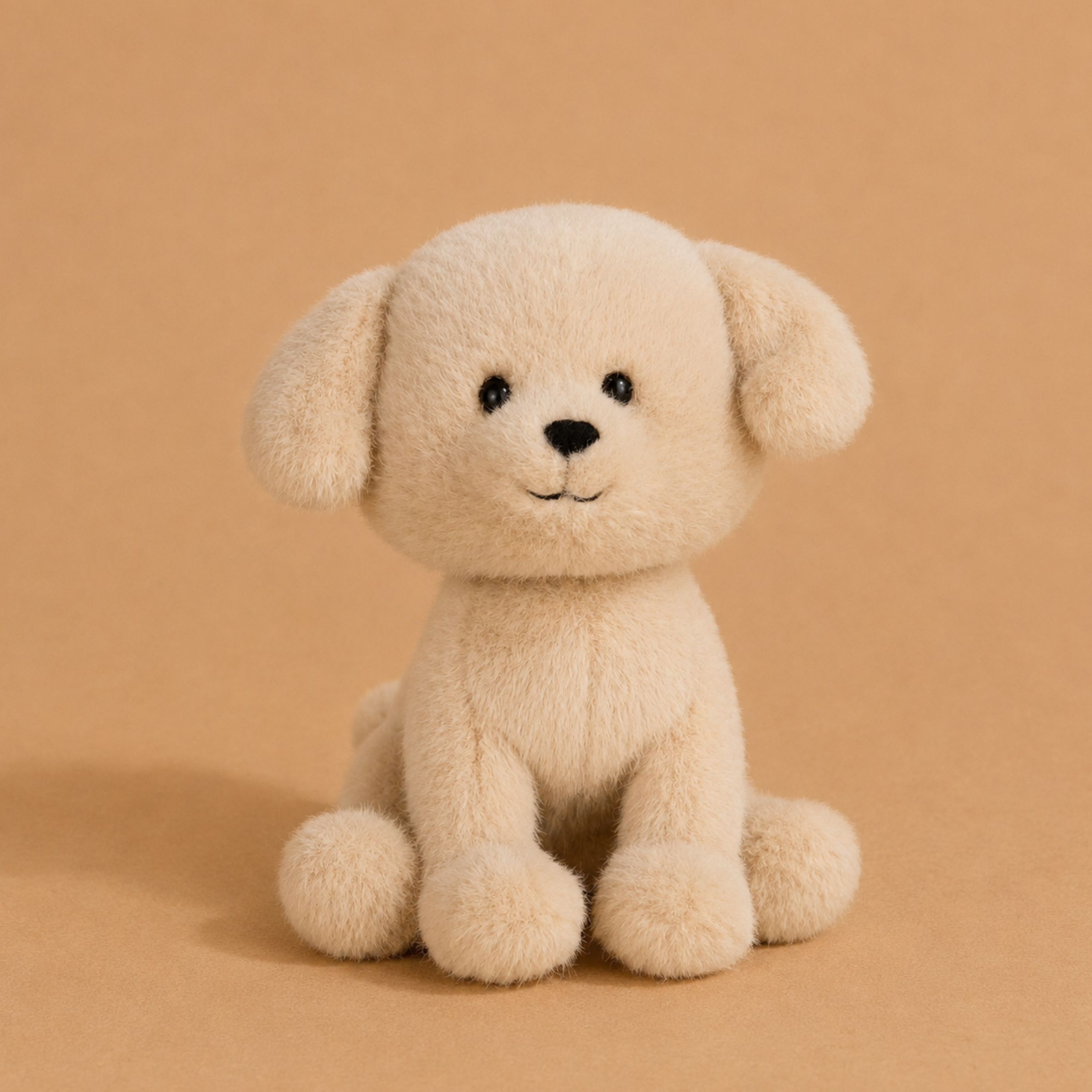 a cream dog colored dog stuffed animal toy.