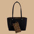 A black and leopard reversible tote.